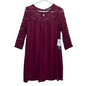 Luxology Wine Lace Sleeve Dress. Size4 NWT